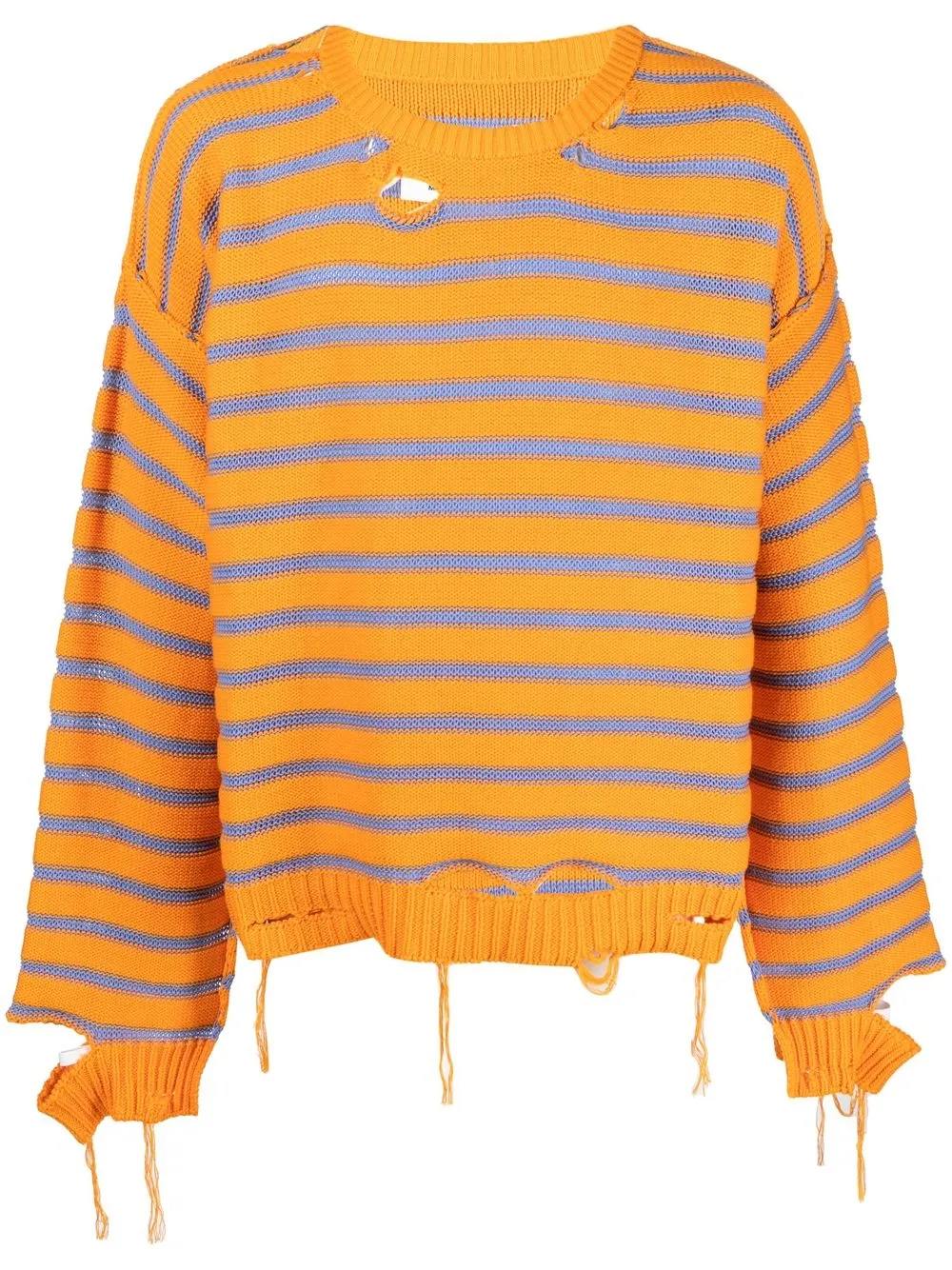 

MM6 Maison Margiela suéter con rayas y efecto envejecido - Naranja