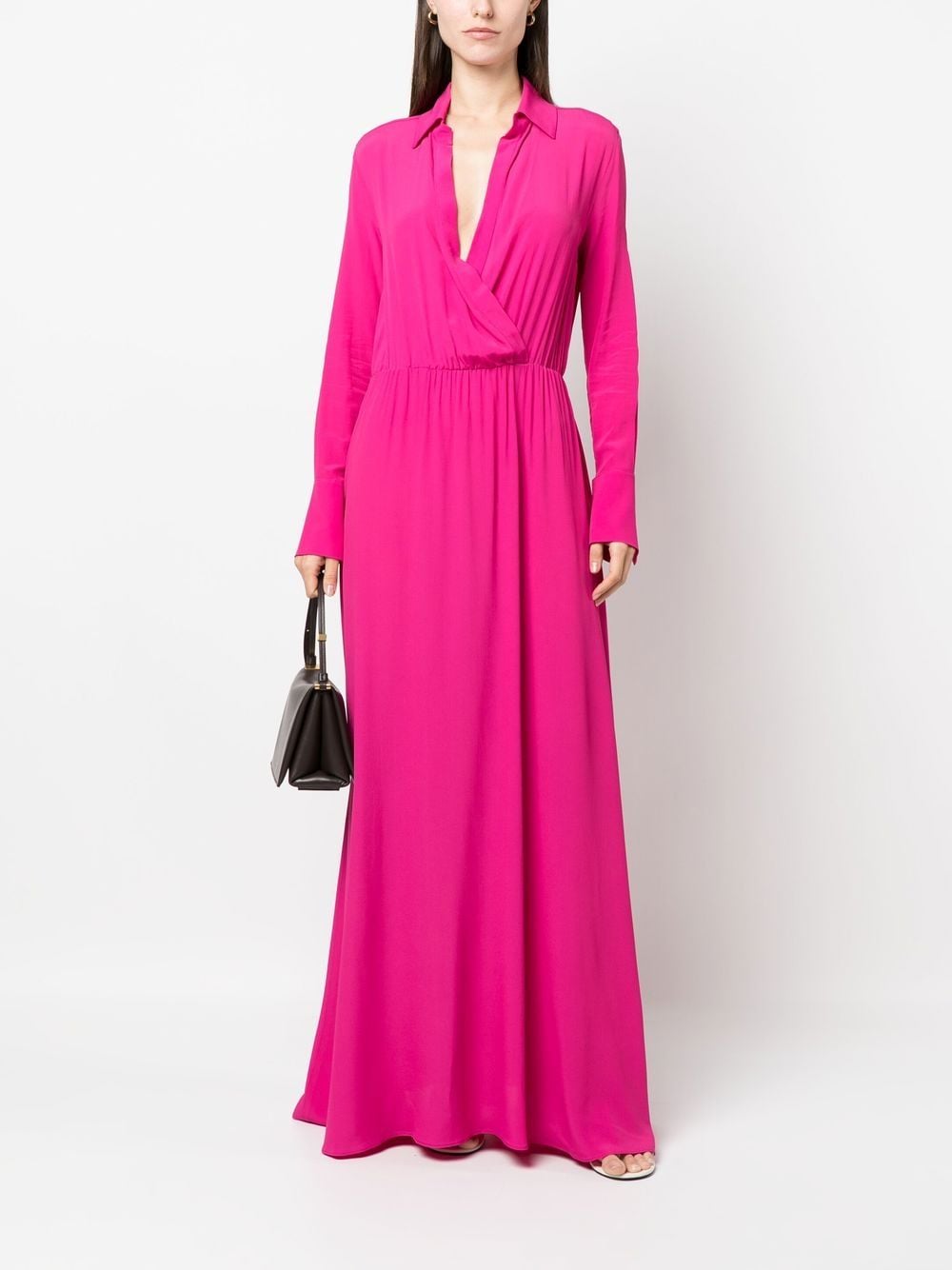Shop Federica Tosi Deep V-neck Evening Gown In Pink