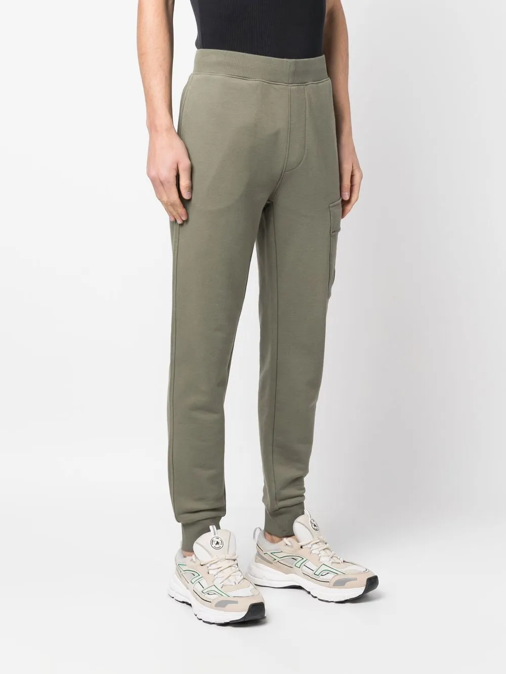 C.p. Company Logo-patch Track Pants In Green