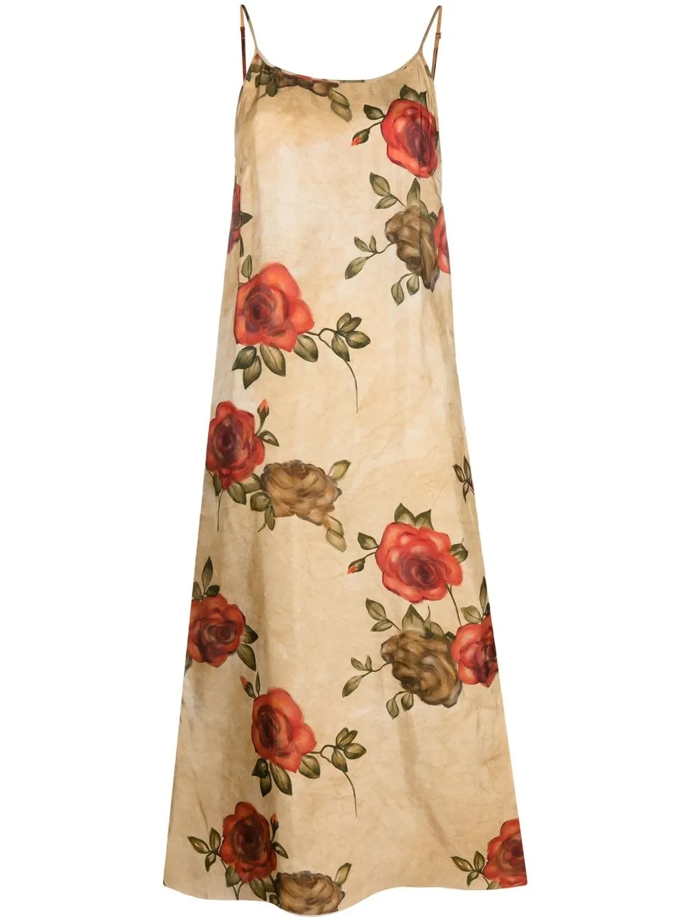 

Uma Wang floral-print satin slip dress - Brown