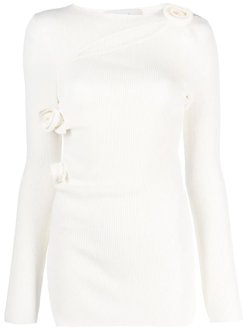 Coperni Asymmetric Flower Knit Sweater In White