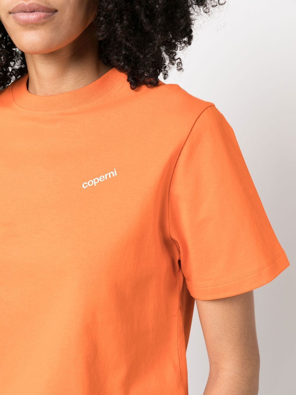 Shop Coperni Logo-print Cotton T-shirt In 橘色