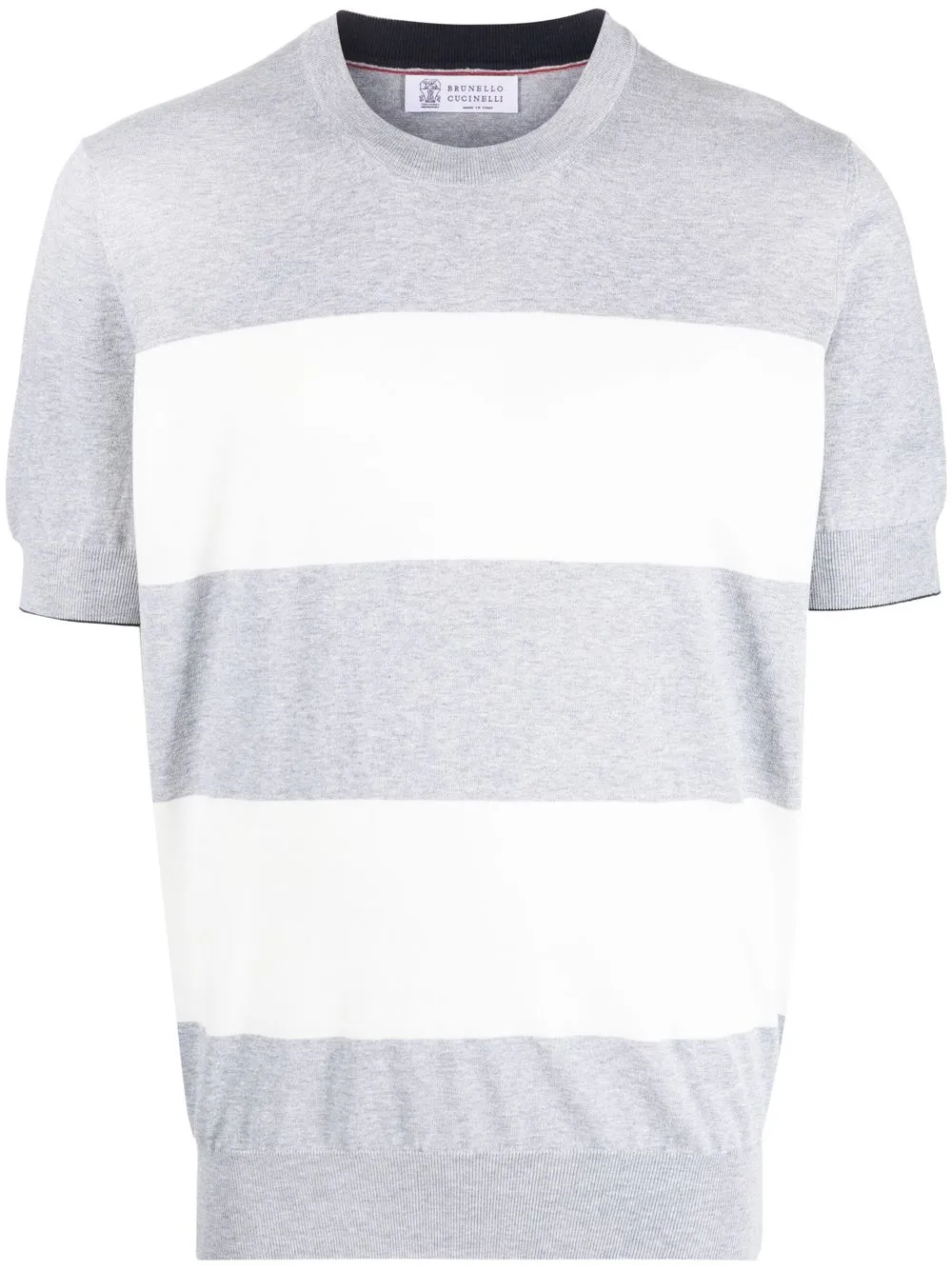 

Brunello Cucinelli knitted-stripe short-sleeved top - Grey