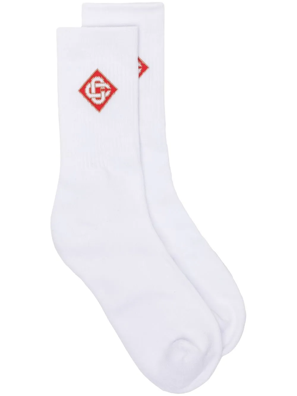 

Casablanca intarsia-knit logo socks - White