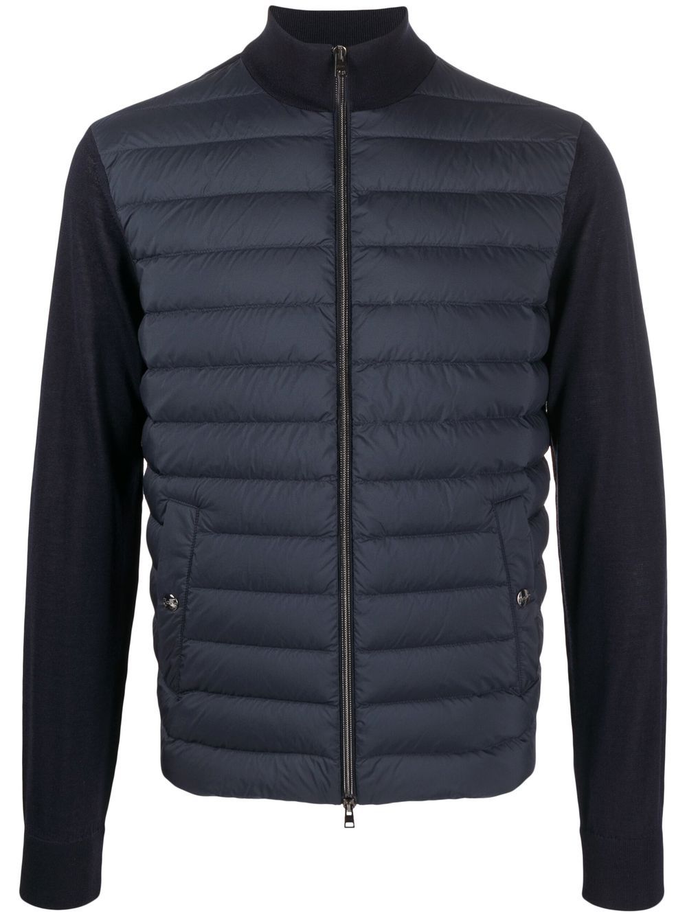 Herno High-neck Knitted Padded Jacket In Blue