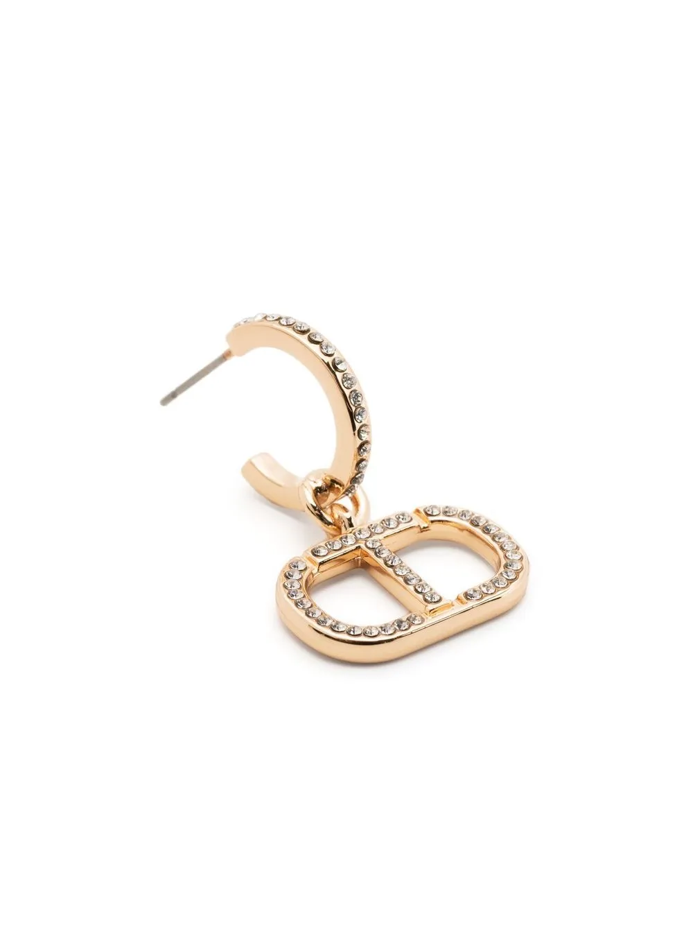 Twinset Crystal Embellished Logo Earrings In 金色