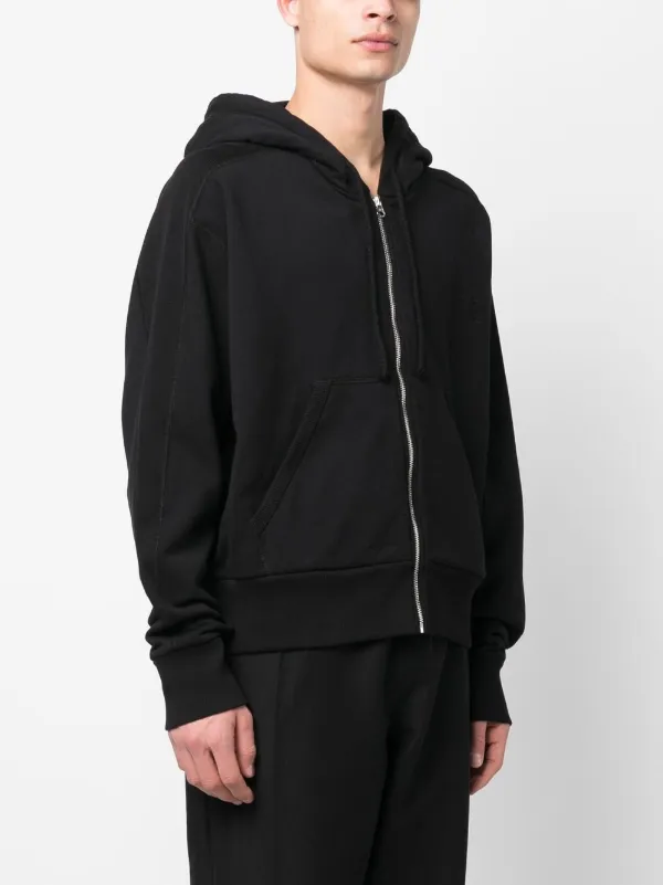 Logo-Embroidered Ribbed Cotton Zip-Up Hoodie