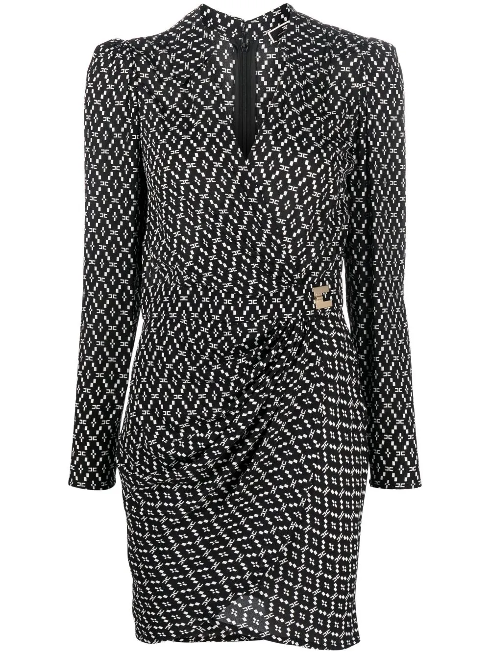 

Elisabetta Franchi logo-print belted wrap minidress - Black