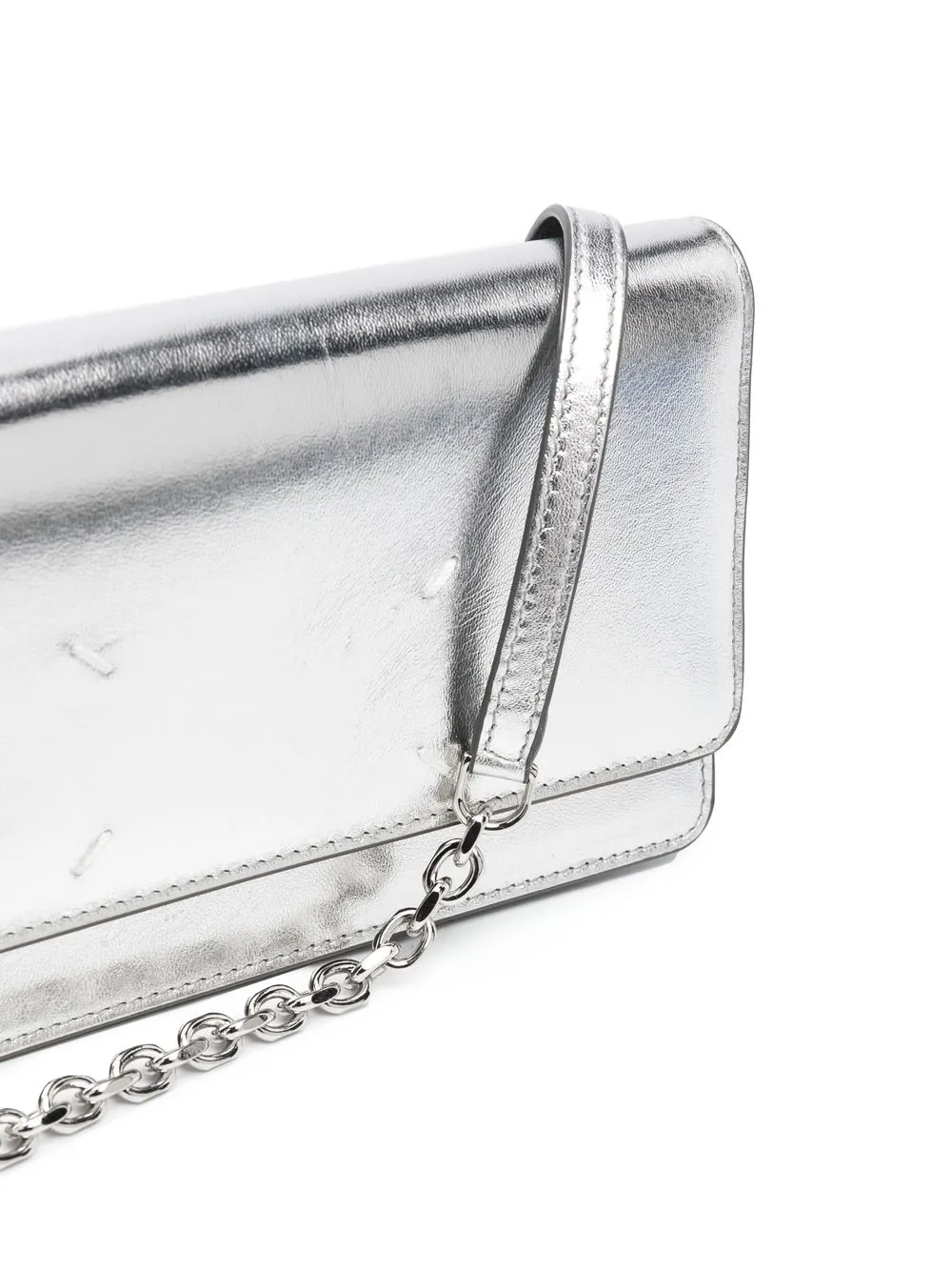 Shop Maison Margiela Medium Metallic Wallet-on-chain In Silver