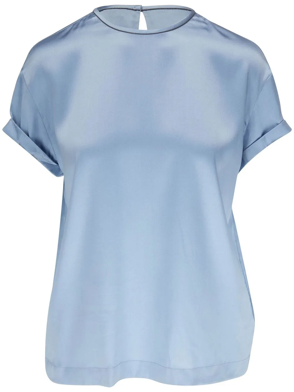 

Brunello Cucinelli satin-finish silk T-shirt - Blue