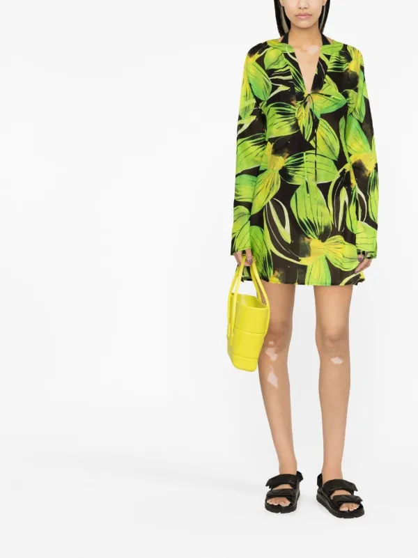 louisa ballou green dress Heatwave Ruched Graphic-Print Mini Dress Green – O'RADIANCE main image 0