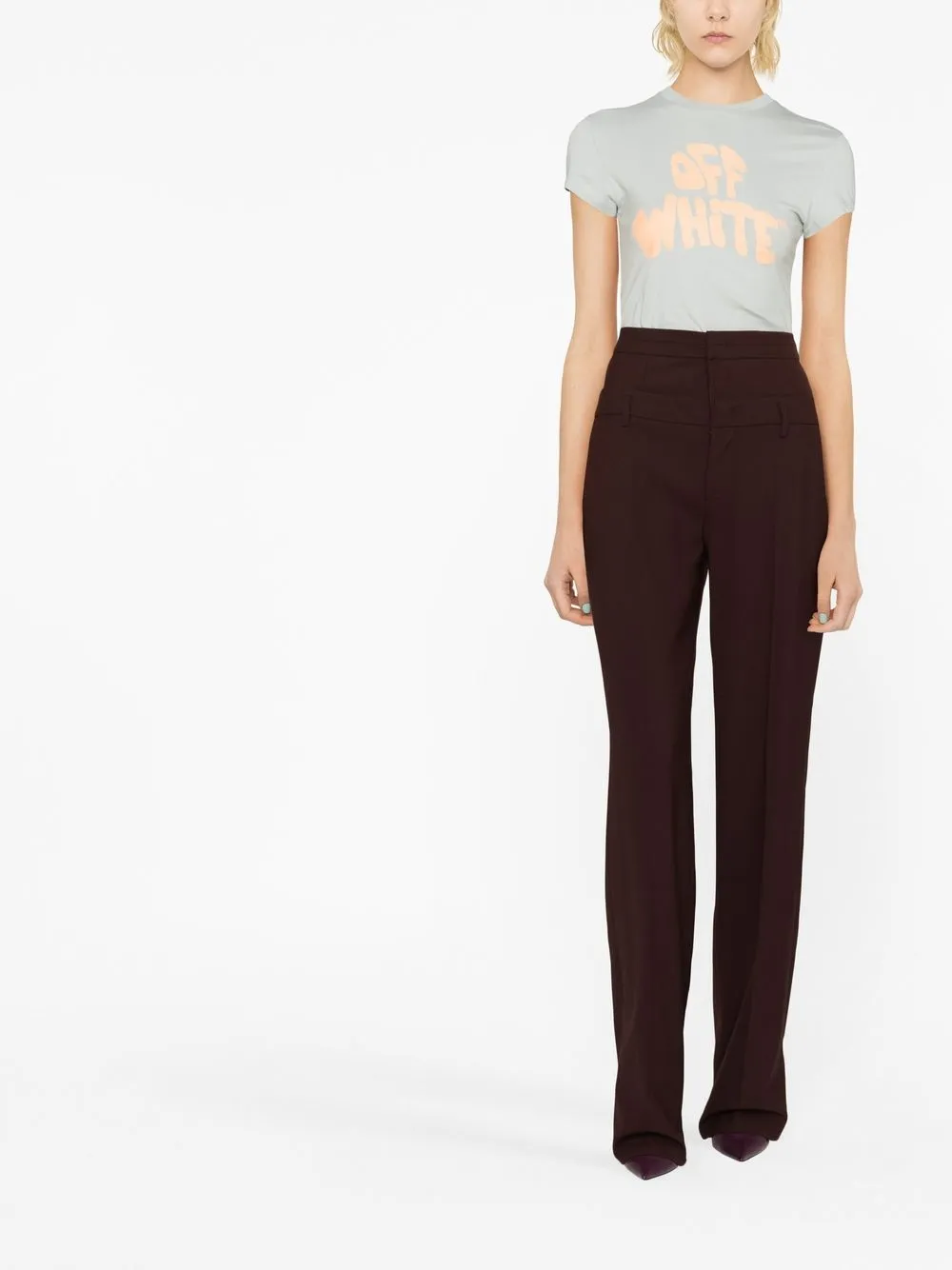 Off-White T-shirt met logoprint - Grijs