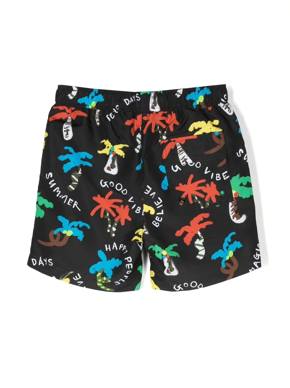 Stella McCartney Kids Shorts met palmboomprint - Zwart