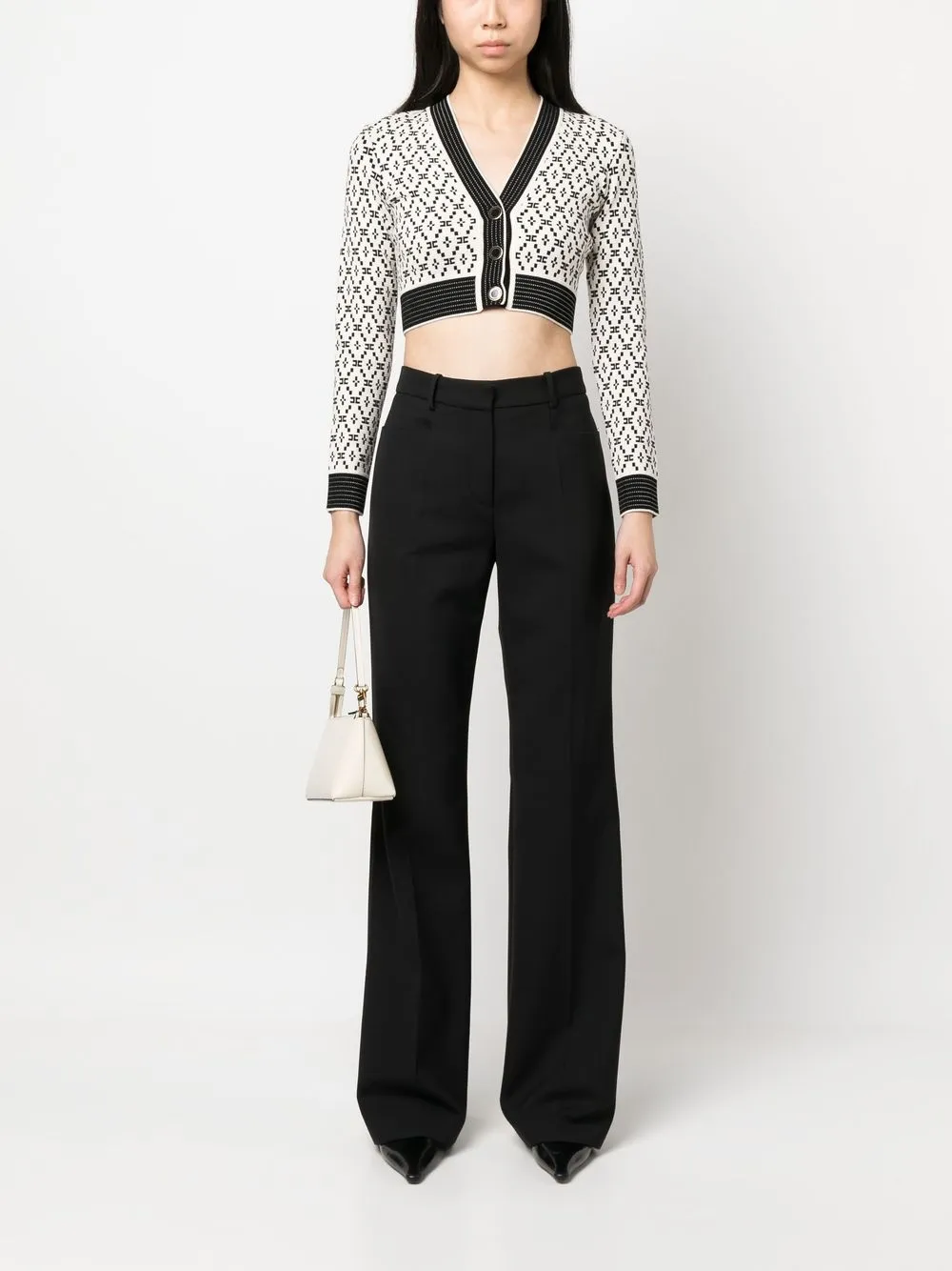 Elisabetta Franchi Vest met jacquard - Wit