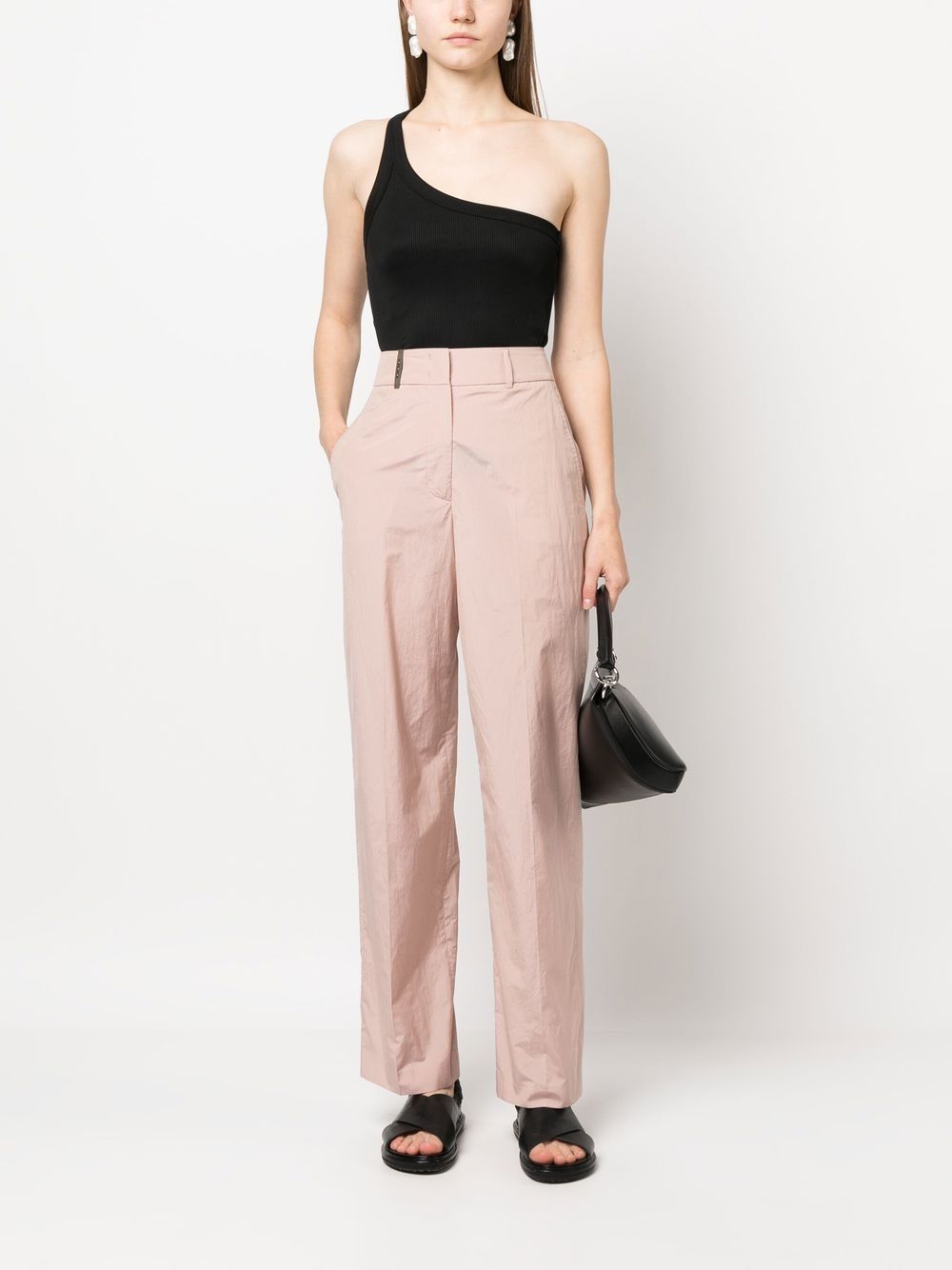 Shop Peserico Wide-leg Tailored Trousers In 粉色