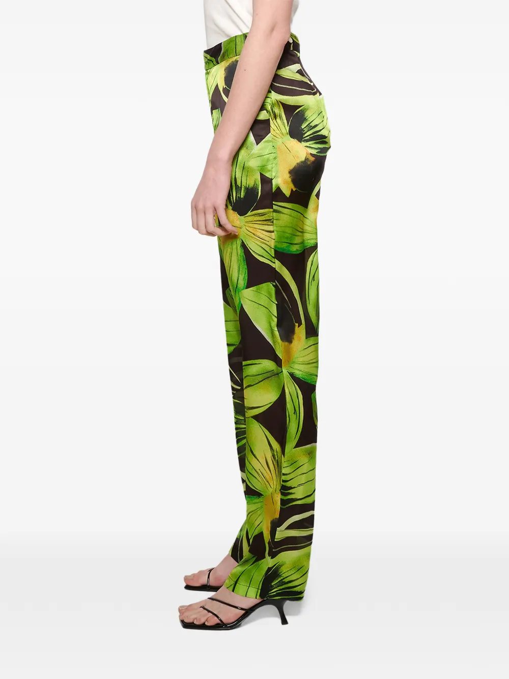 Louisa Ballou Broek met bladerprint Zwart