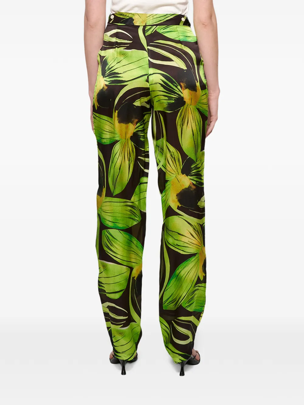 Louisa Ballou Broek met bladerprint Zwart
