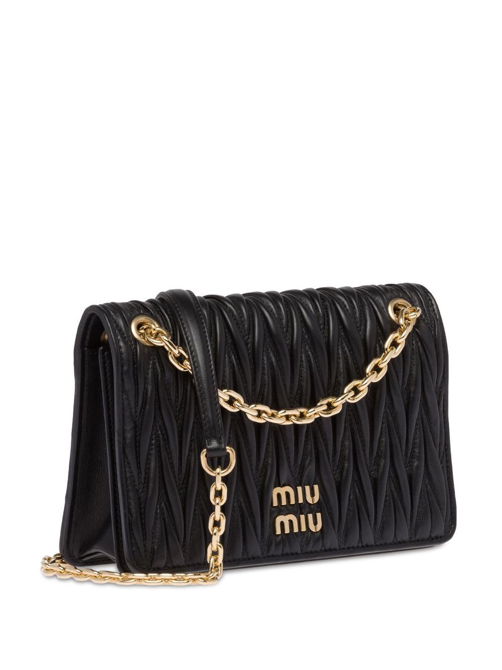 Shop Miu Miu Matelassé Leather Mini Bag In Black