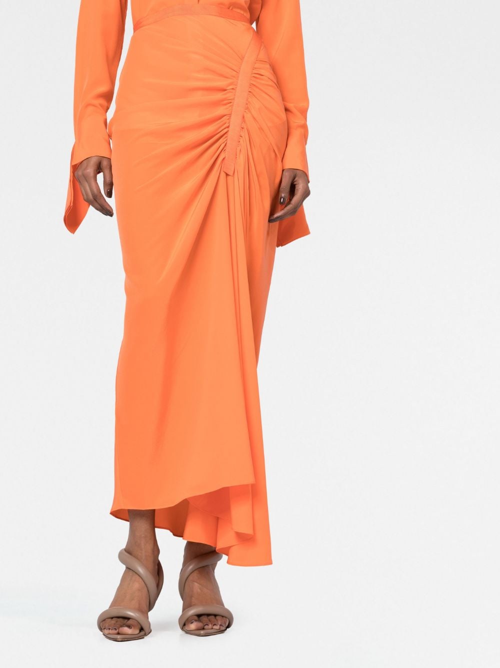Shop Christopher Esber Ruched Maxi Skirt In Orange