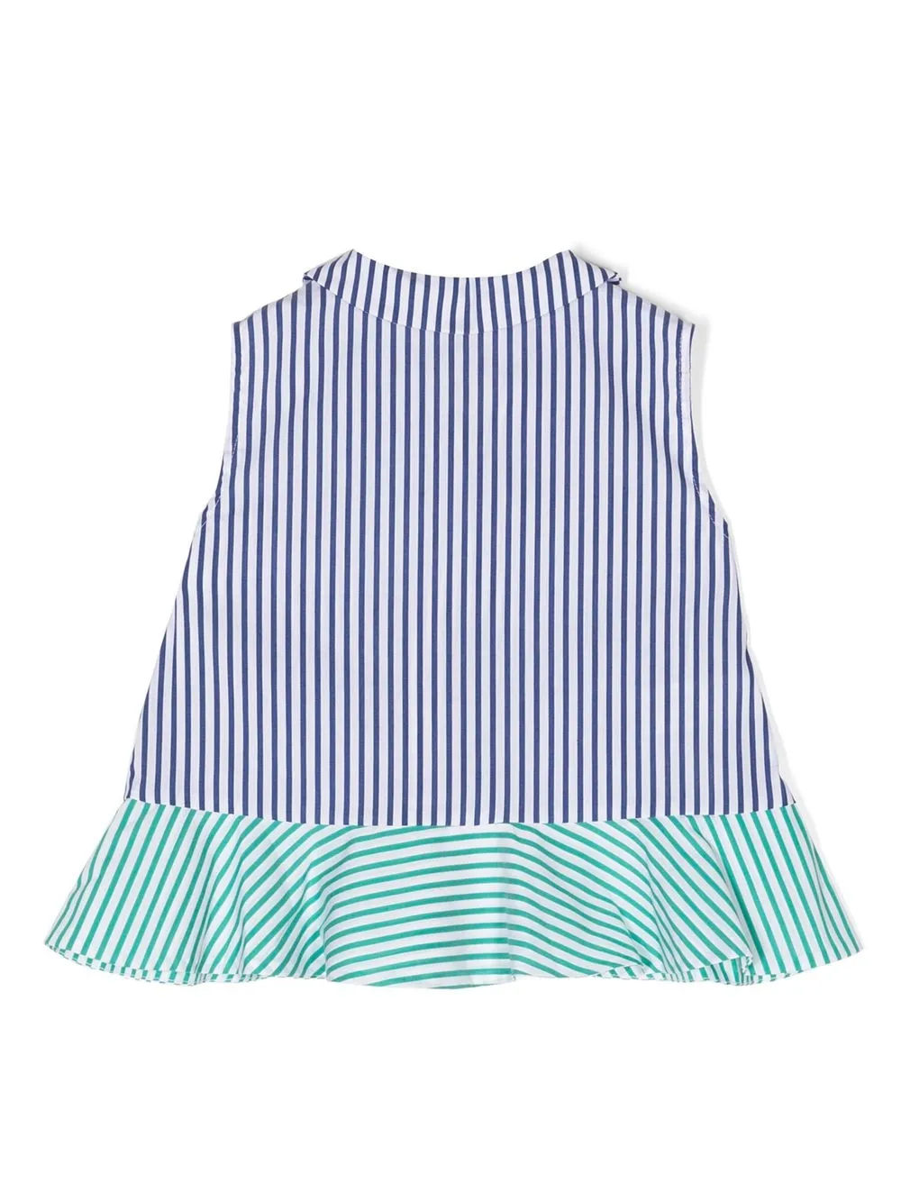 

Il Gufo striped sleeveless ruffle-trim shirt - Blue