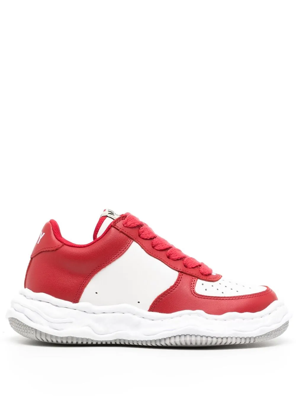 

Maison Mihara Yasuhiro tenis bajos con agujetas - Rojo