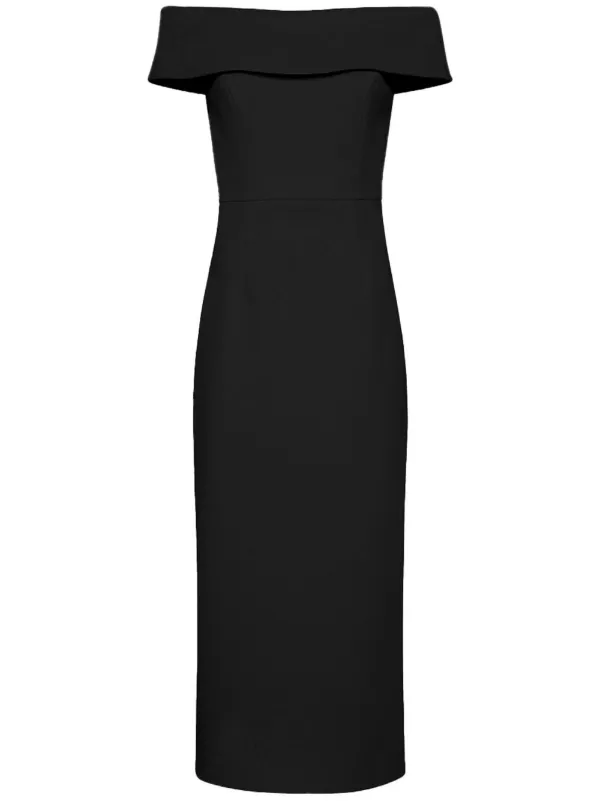 Rebecca Vallance Amore Off-shoulder Midi Dress in Black