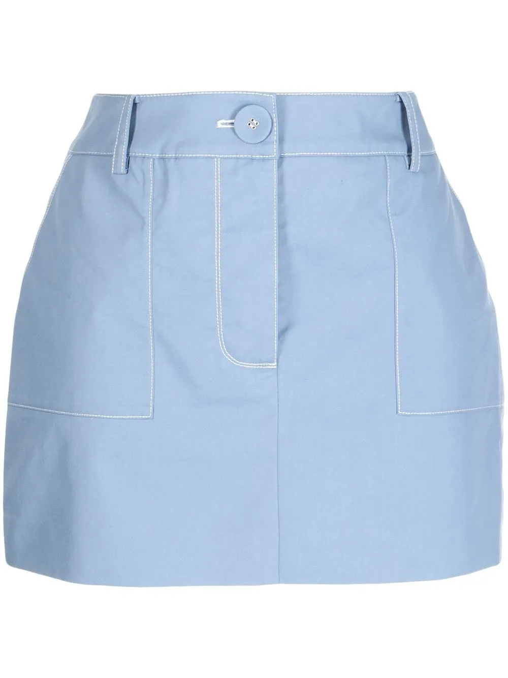 Anna Quan Contrast Stitching Mini Skirt In Blue