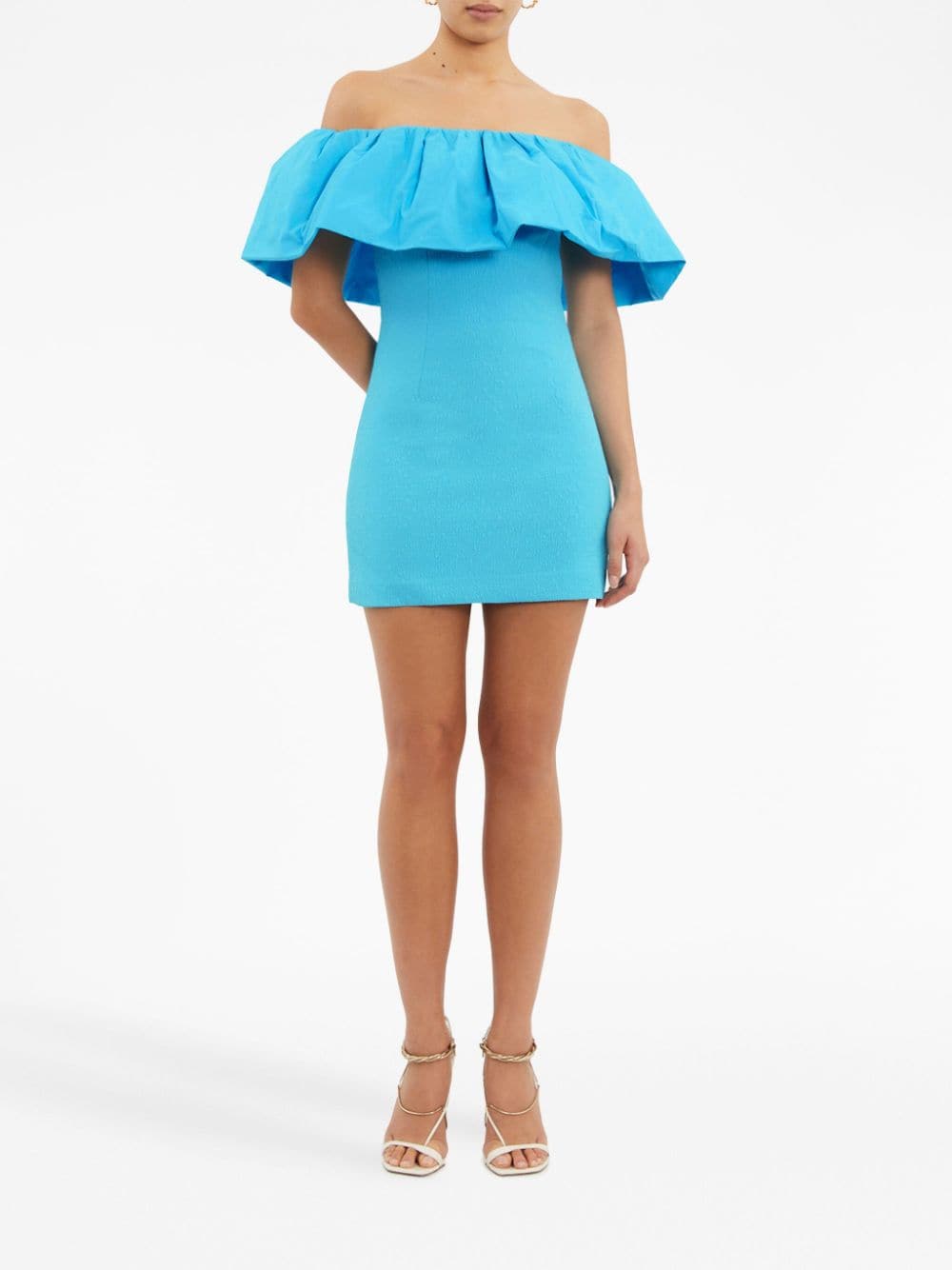 Shop Rebecca Vallance Cecily Off-shoulder Minidress In Blue