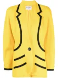 CHANEL Pre-Owned 1990-2000 contrast trimming single-button jacket - Yellow