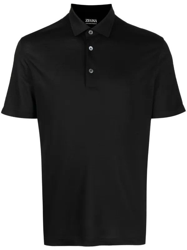 Tシャツ・カットソー ZEGNA Black Stretch Piquet Polo Shirt Navy Blue High Performance™ Wool Piquet Polo Shirt SS25