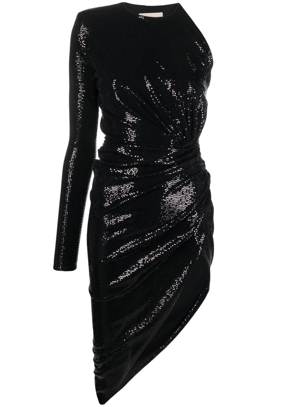 Shop Alexandre Vauthier Microcrystal-embellished Asymmetric Dress In Black