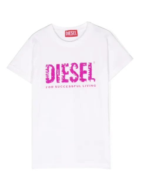 Diesel Kids playera con logo de lentejuelas