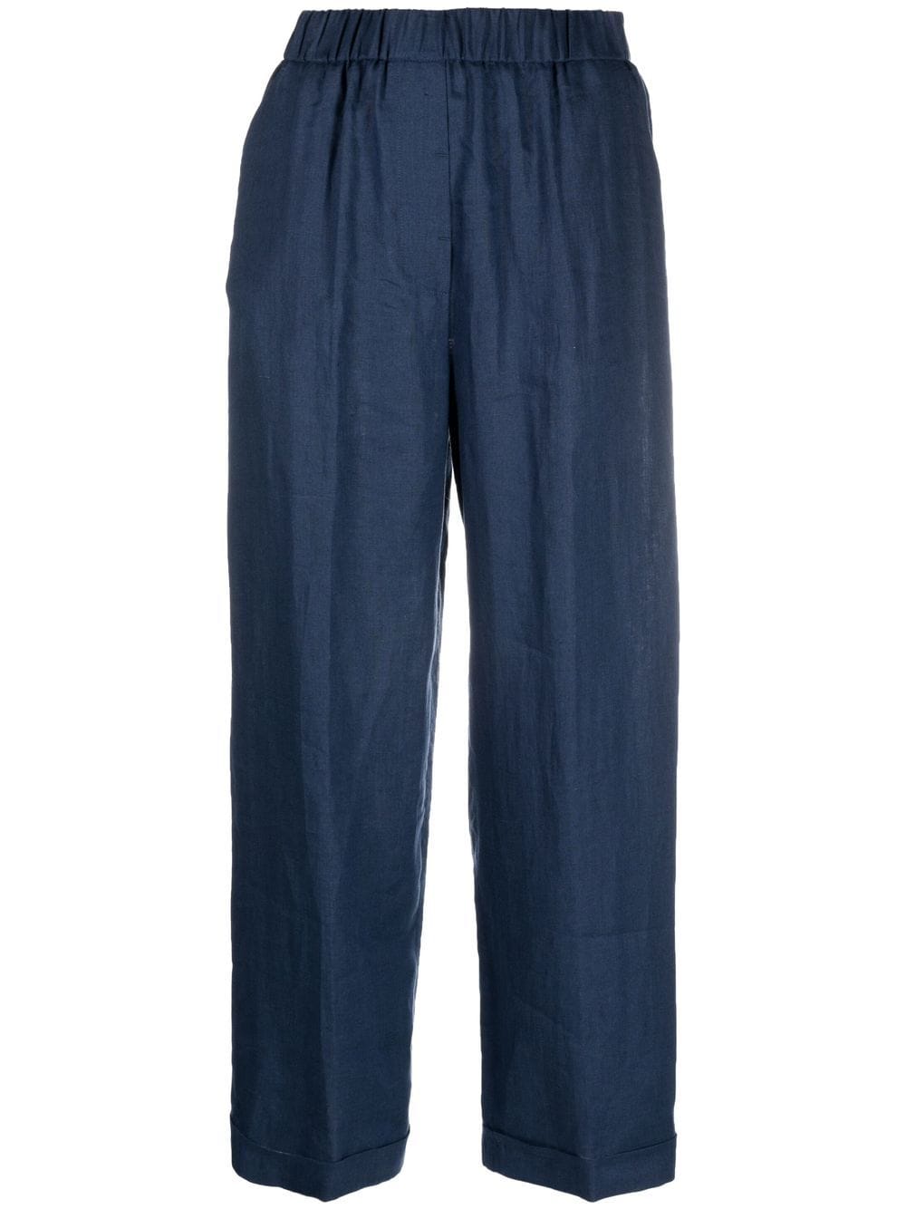 Peserico Wide-leg Linen Trousers In Blau