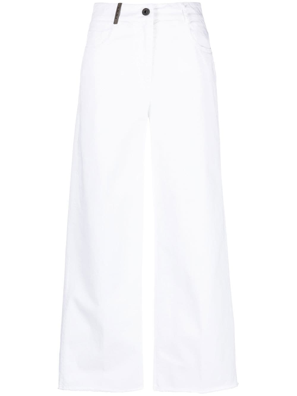 Peserico Ribbed Hem Palazzo Trousers In Weiss