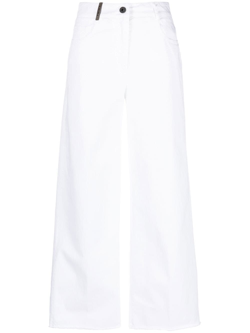 

Peserico pantalones palazzo con ribete de canalé - Blanco