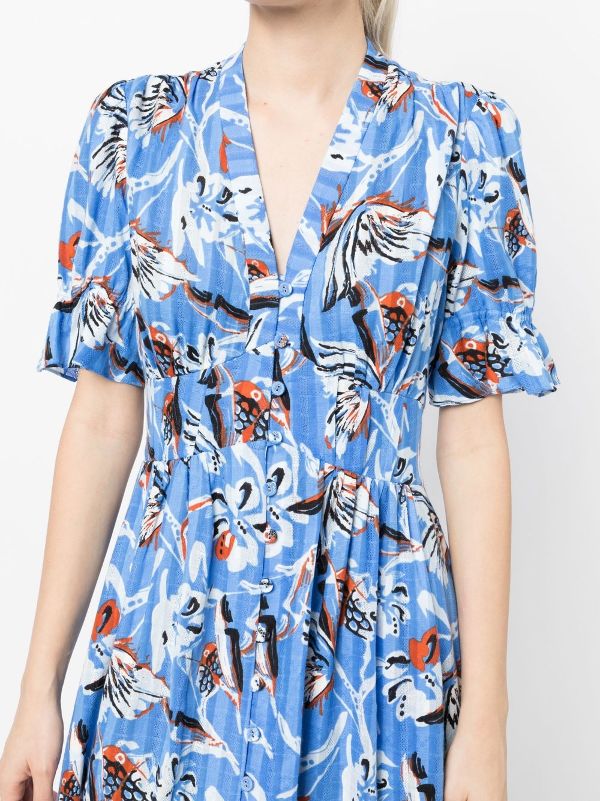 Dvf blue floral on sale dress