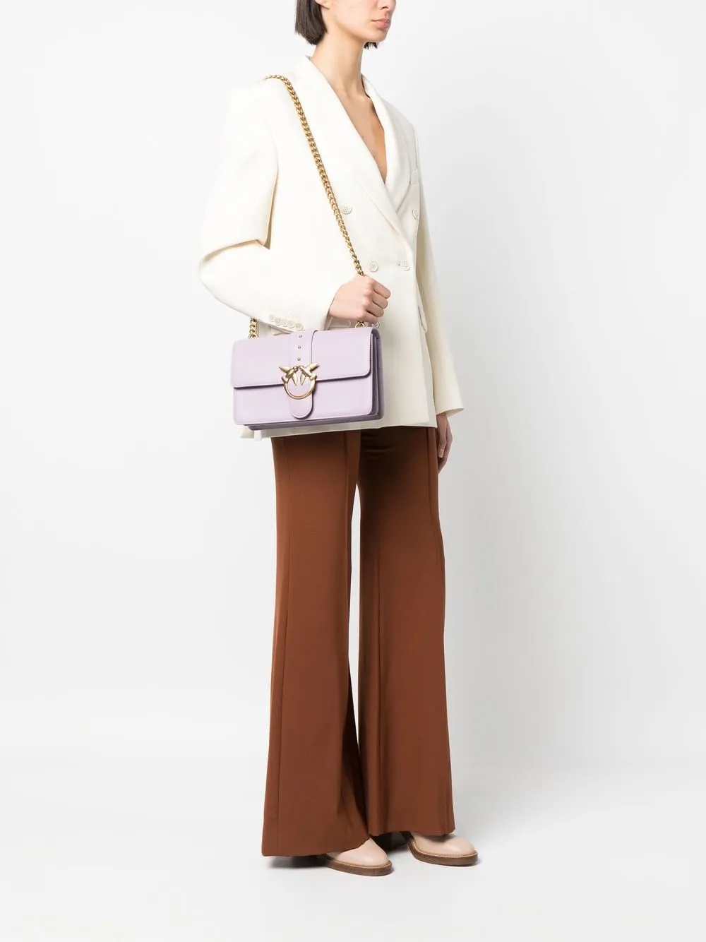PINKO Love Birds leren schoudertas - Paars