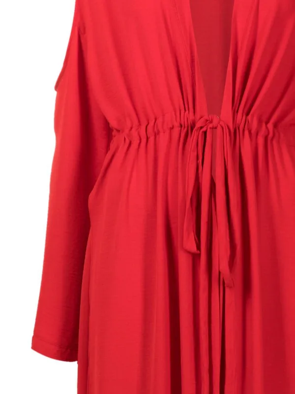 Olympiah Drawstring cold-shoulder Beach Dress | Red | FARFETCH BN Olympiah Drawstring cold-shoulder Beach Dress | Red | FARFETCH BN