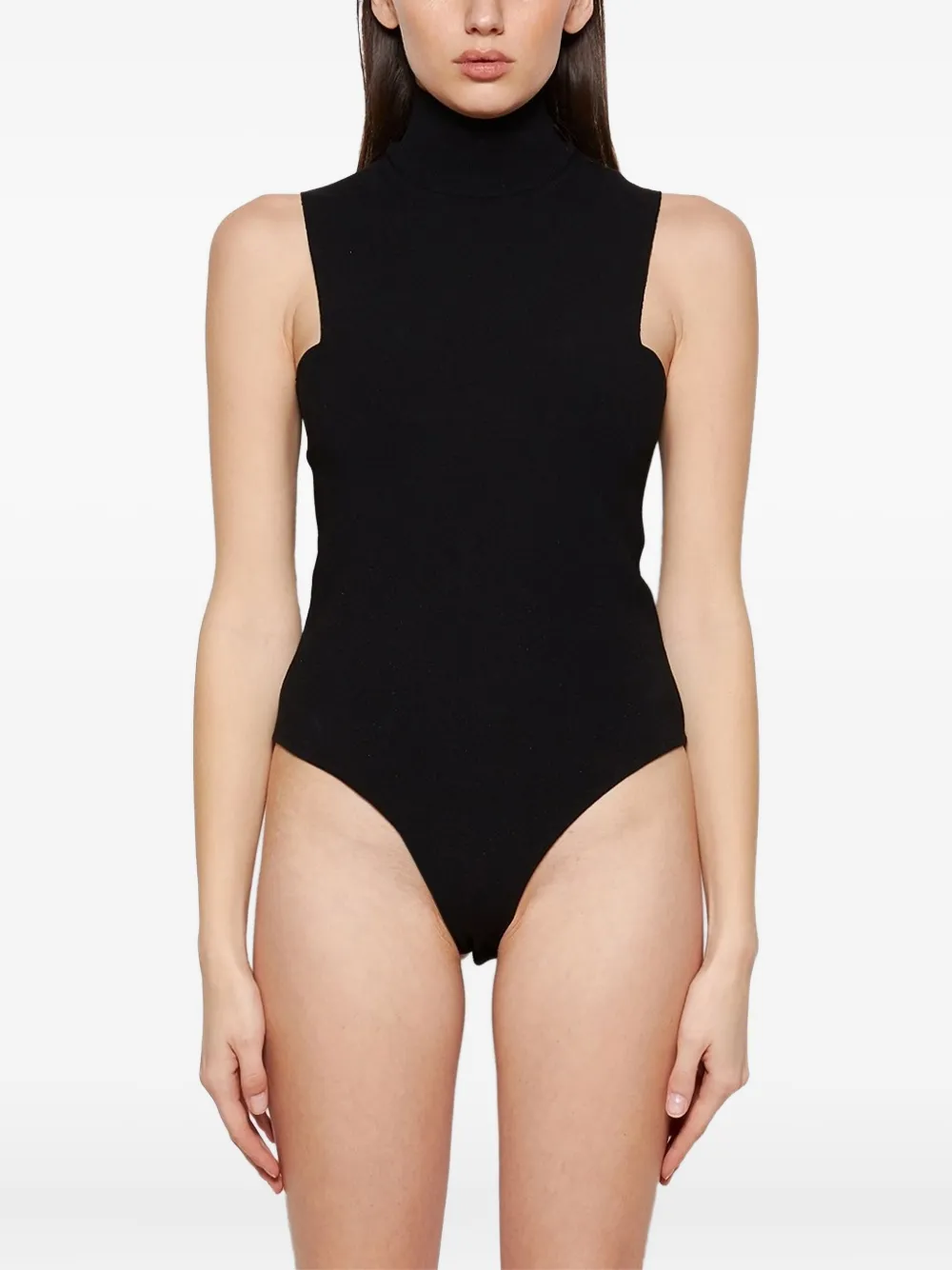 Zeynep Arcay Sleeveless Turtleneck Bodysuit In Black