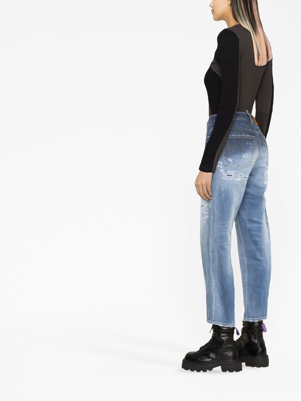 Shop Dsquared2 Logo-patch Cropped Jeans In Blue