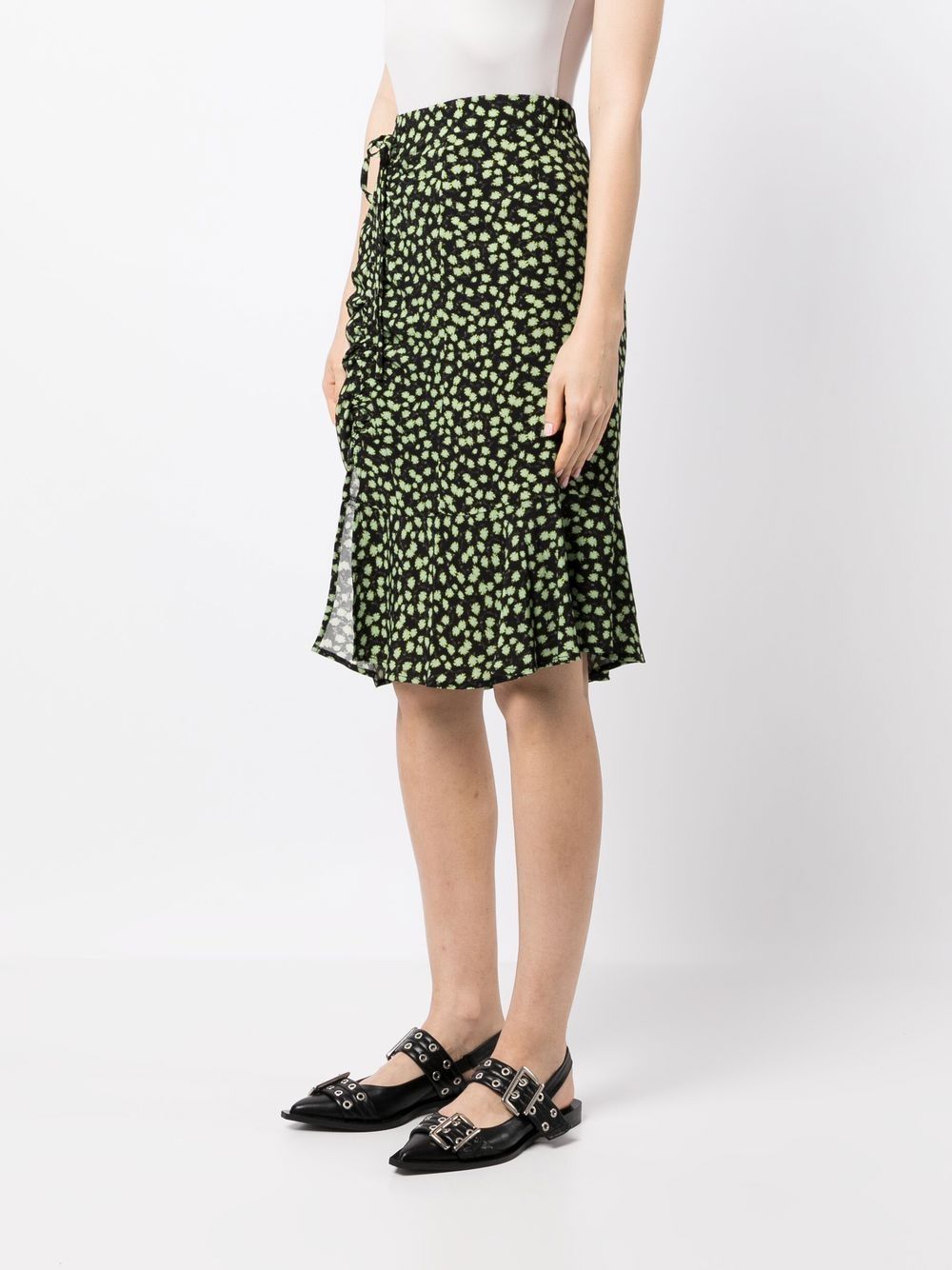 Shop Tout A Coup Floral-print Tiered Skirt In Black