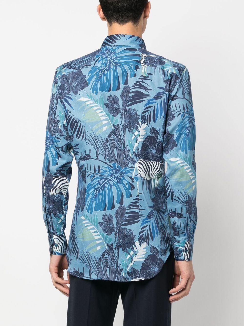 Shop Etro Floral-print Long-sleeved Shirt In Blue