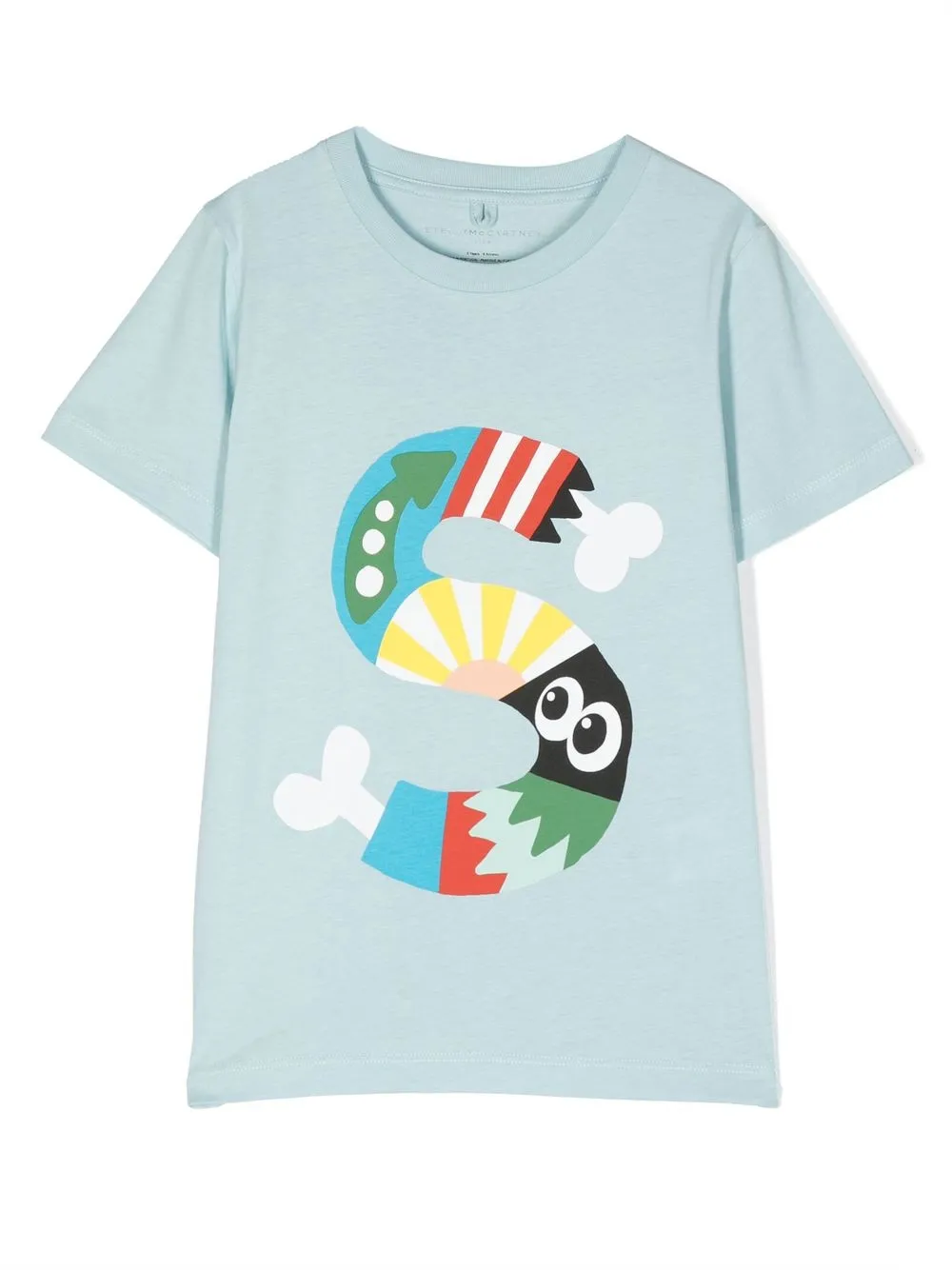 Stella Mccartney Kids' Abstract-print T-shirt In Blue