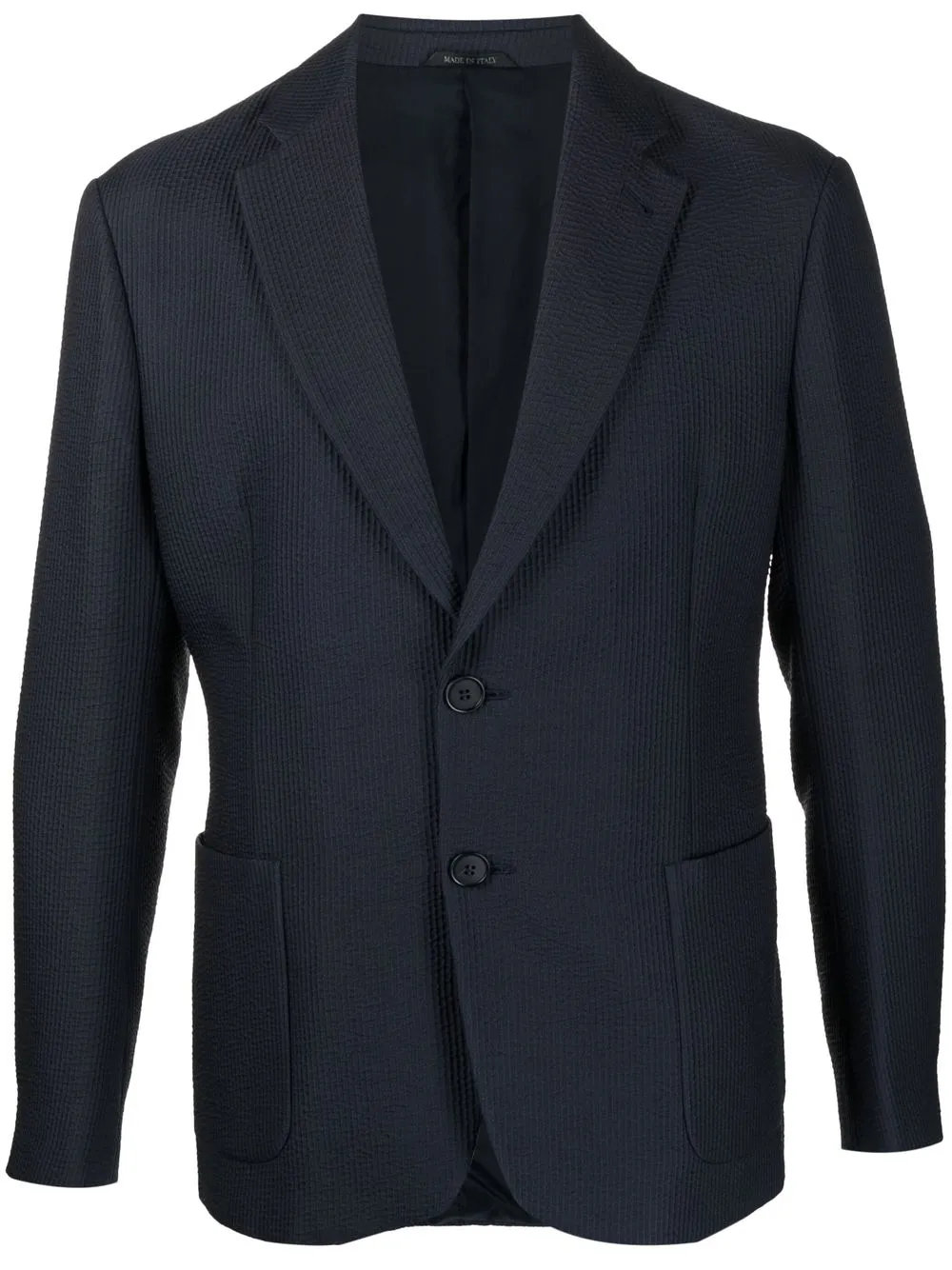 

Giorgio Armani canneté-effect single-breasted blazer - Blue