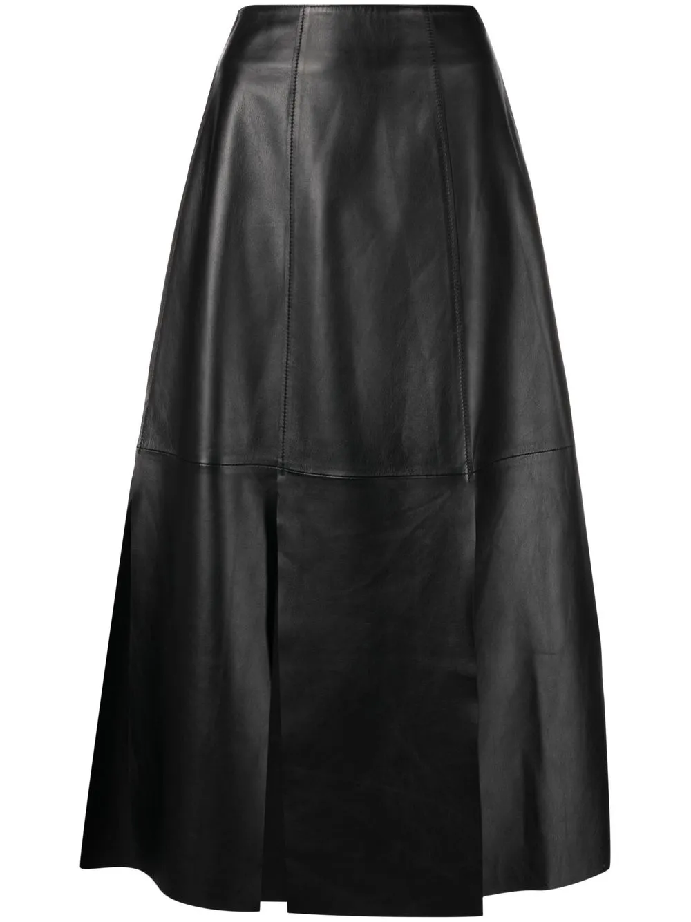 BY MALENE BIRGER LEATHER PANELLED MIDI SKIRT