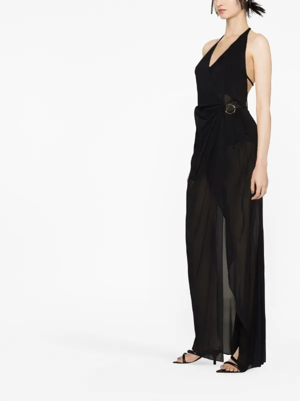 Louisa Ballou semi-sheer Sleeveless Maxi Dress | Black | FARFETCH