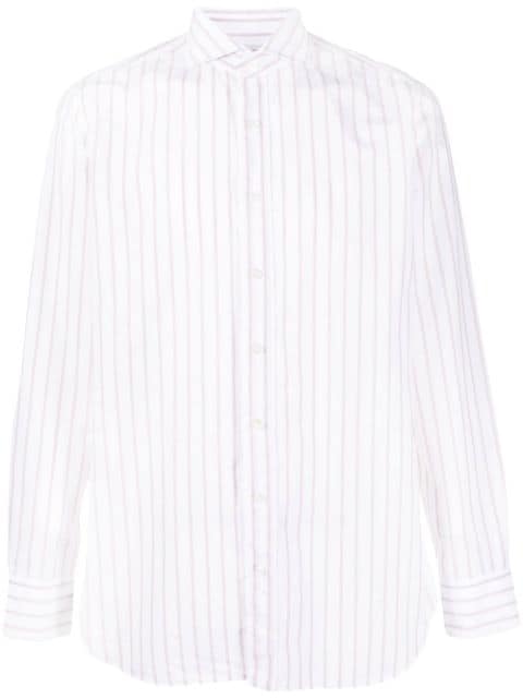 Lardini long-sleeved cotton-linen shirt