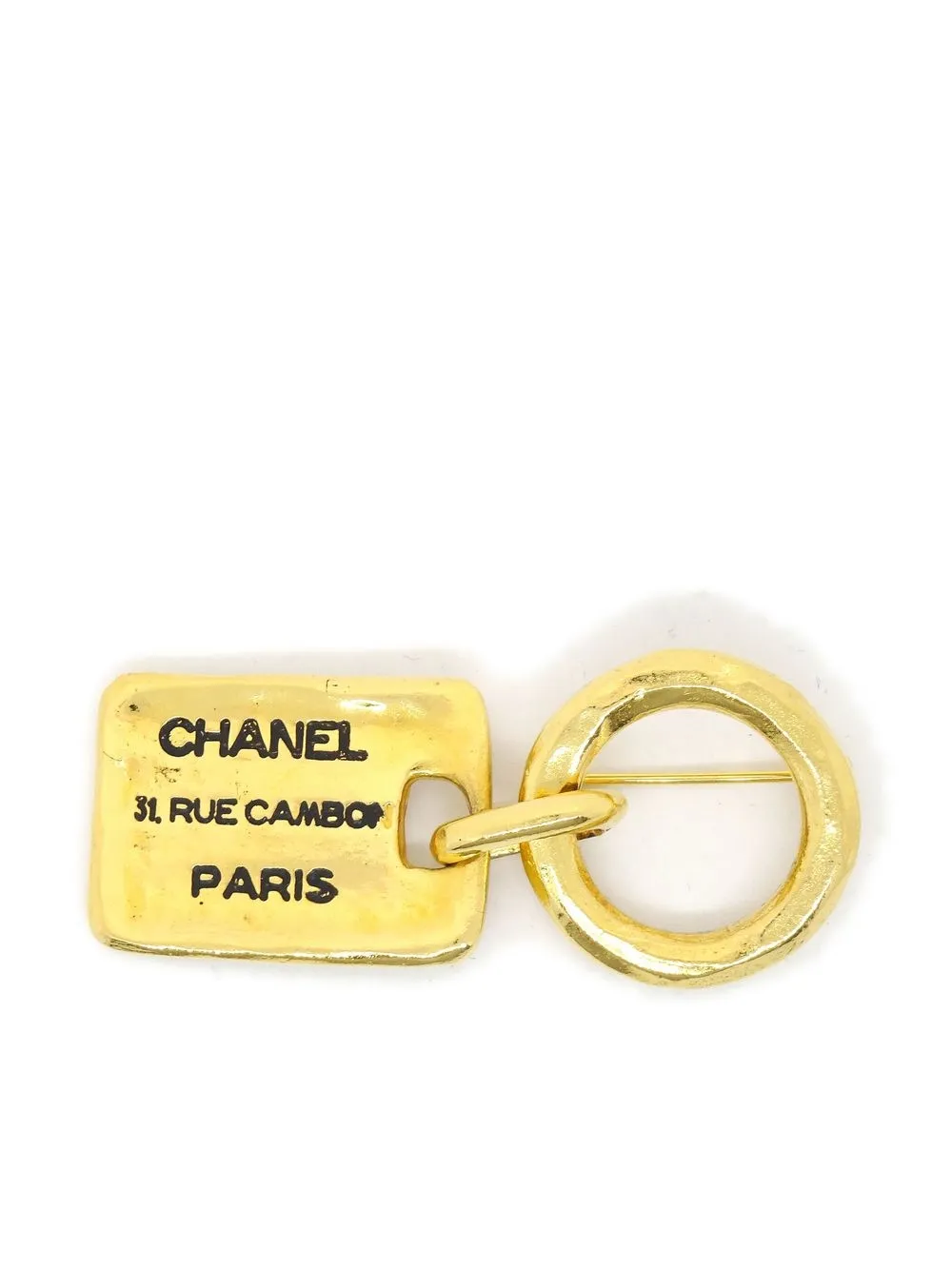 

CHANEL Pre-Owned 1990-2000s logo-engraved plate brooch - Gold