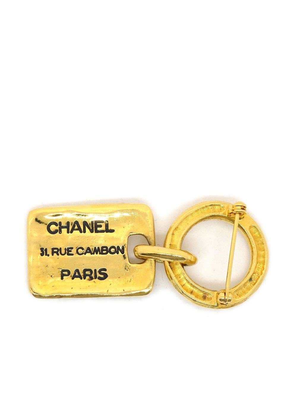 CHANEL Pre-Owned 1990s pre-owned broche met gegraveerd logo - Goud