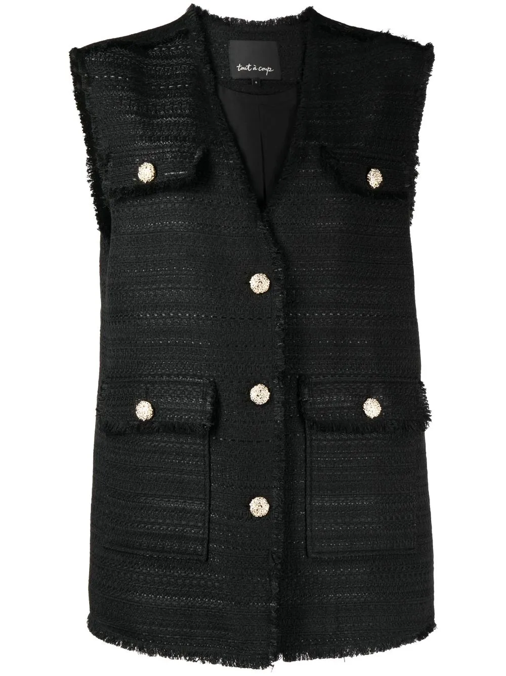 

tout a coup fringe-detail vest - Black